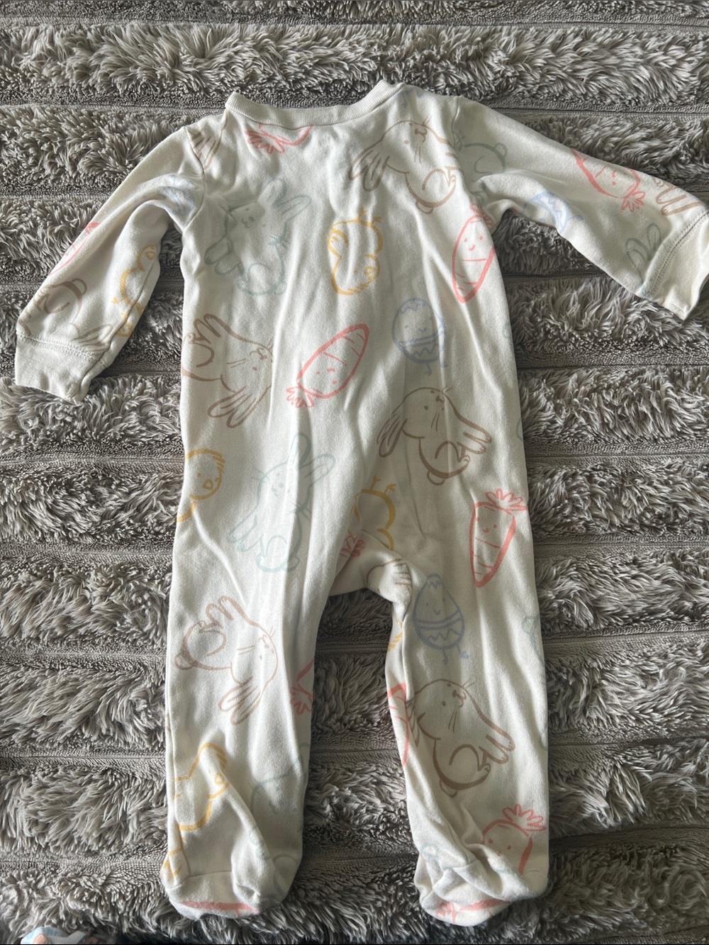 Carter's Cream Footed One-Piece with Pastel Animal & Carrot Prints - Picture 2 of 2